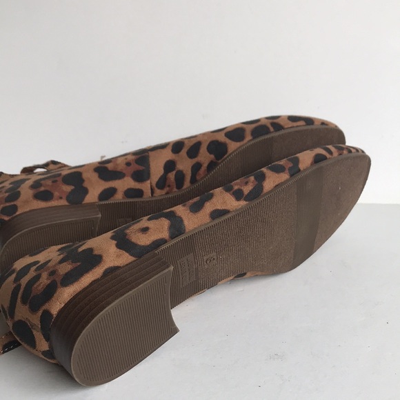 Gap Leopard Farbric Ankle Strap Ballet Flats 8 NEW - Picture 6 of 8